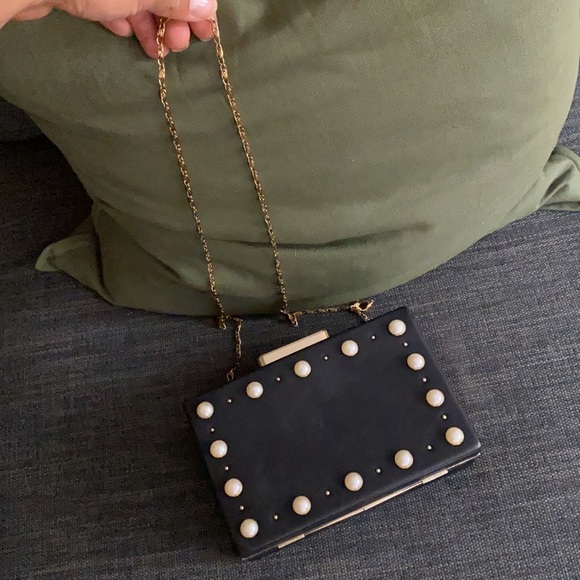 ZARA Faux Pearl Minaudière Box Clutch - Picture 8 of 9
